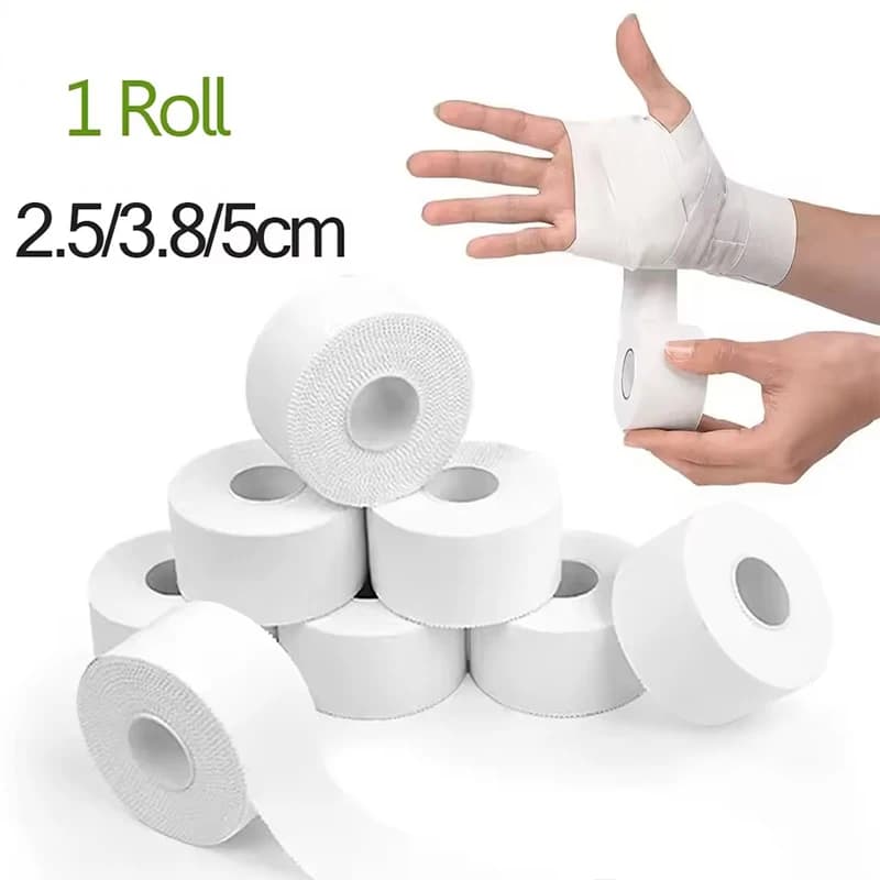 1 ROLO 2.5/3.8/5 centimetri 9.1 Metri Nastro Sportivo Fasciatura di Cotone Vincolante Dita Intrecciate Caviglie Supporto Del Polso Dolore Muscolare