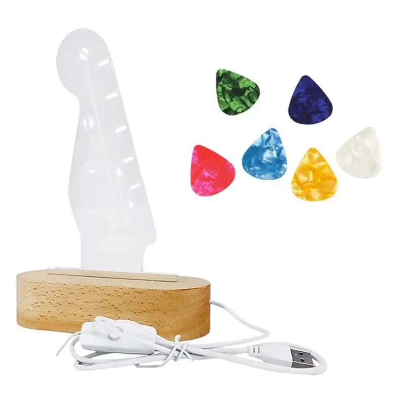 A06F-Light Up Guitar Pick Holder Electric Guitar Headstock Shaped Pick Holder For Picks Storage And Display