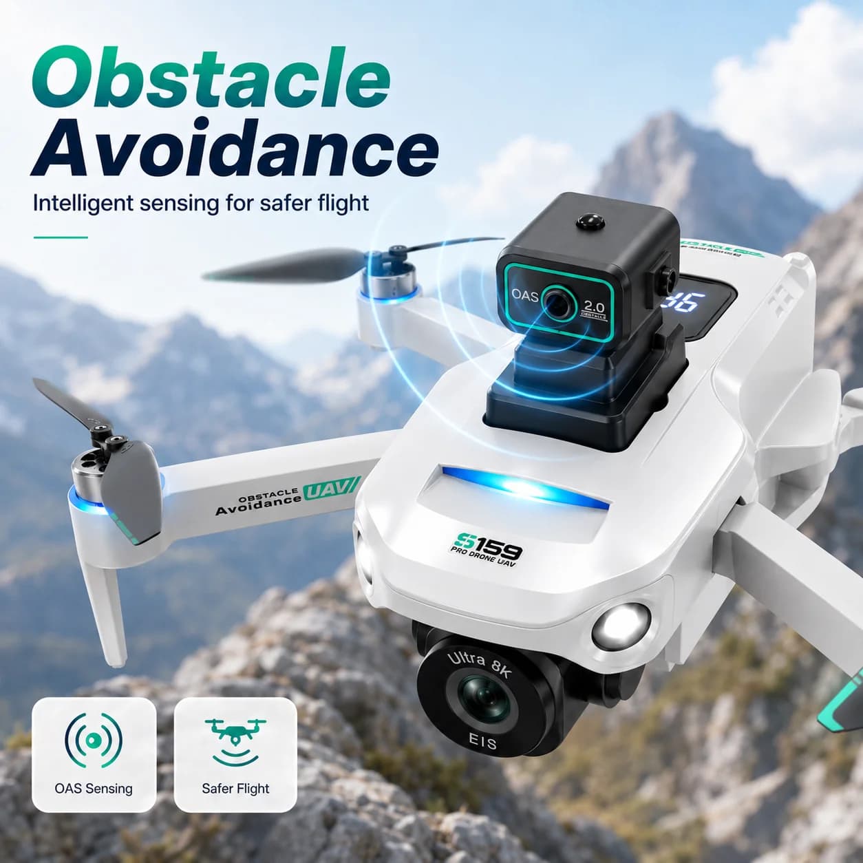 Drone GPS Intelligent Obstacle Avoidance HD Dual Camera 5G Screen Remote 5G Image Transmission 2KM Flight Distance 25Mins Flight Time Brushless RC Drone