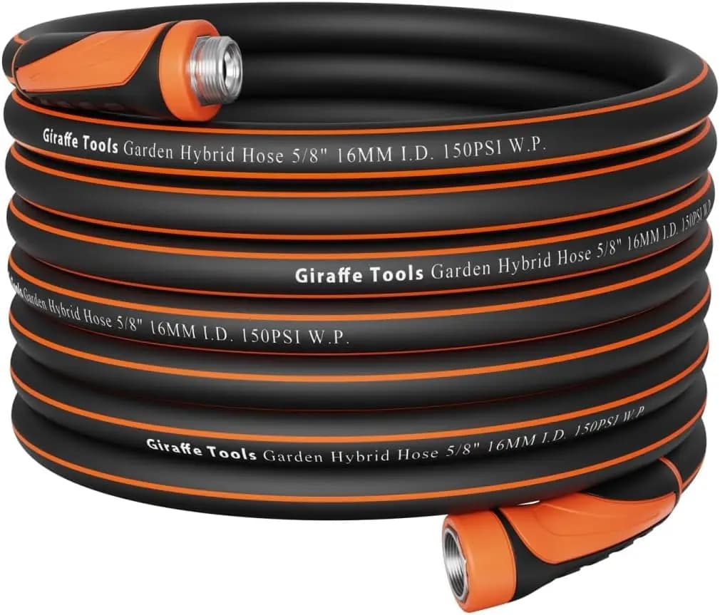 Garden Hose 5/8 Inch 100ft Heavy Duty Lightweight Hybrid with Swivel Handle, Flexible All-Weather Water Hose for Gardening and