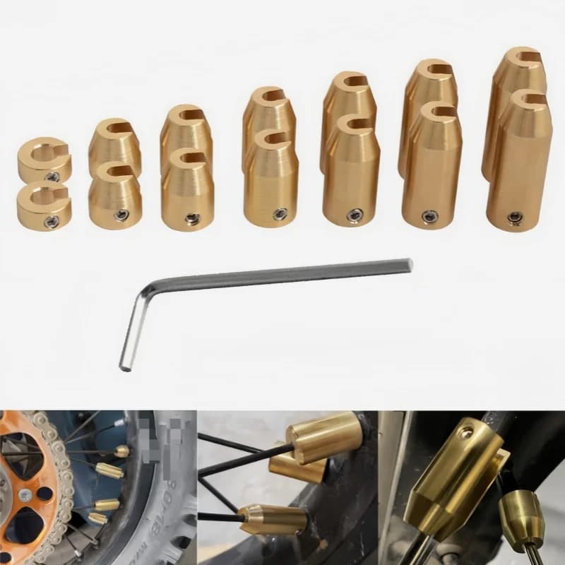 Kit di Ricarica Pesi di Bilanciamento per Raggi Ruota Moto in Ottone Riutilizzabili, Confezione da 14