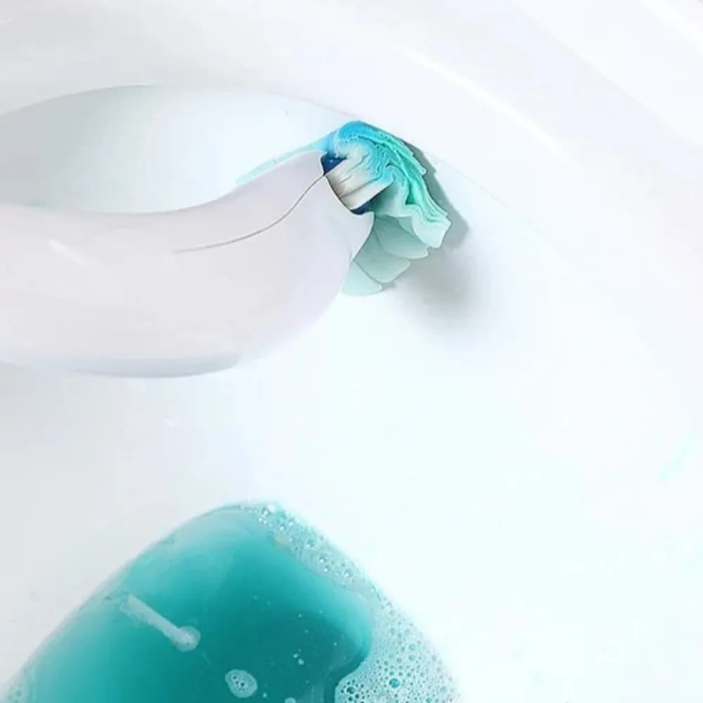 Set di Spazzole per WC Usa e Getta con Testine in Plastica Idrosolubili, Spazzola Igienica per Pulizia Senza Punti Ciechi con Supporto