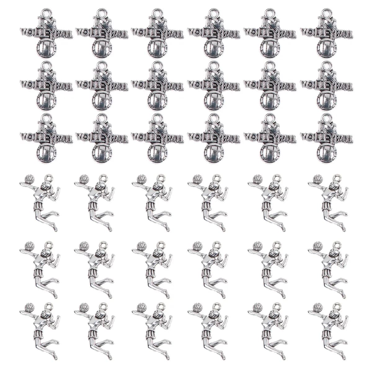 45 Pieces Alloy Pendants for Creation Jewelry, Creative Athletic Charms Pallavolistic Athletics, Facial Necklaces, Craftsmanship, Christmas Gifts and Birthday