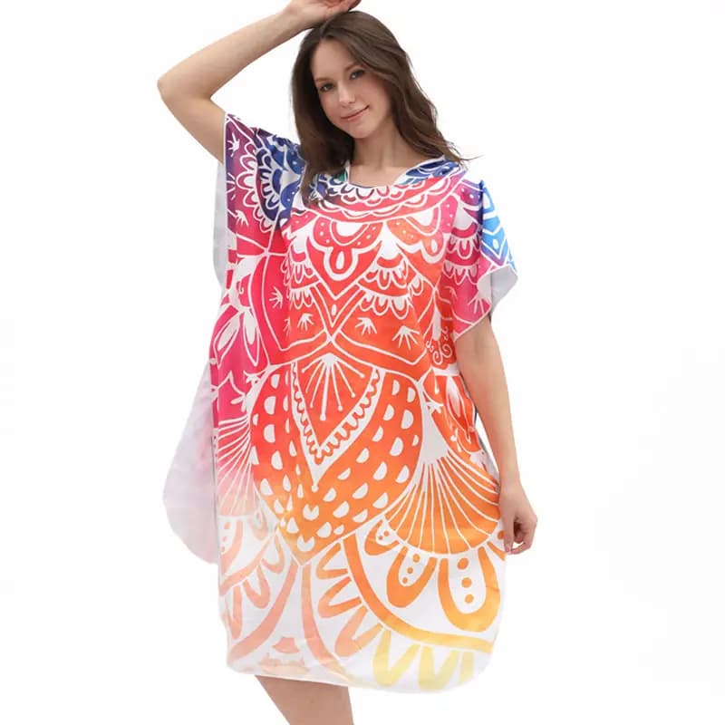 Accappatoio Bohemien Stampato ad Asciugatura Rapida, Asciugamano da Spiaggia Assorbente con Cappuccio, Mantella Asciugamano con Cappuccio per Spiaggia e Uso Domestico