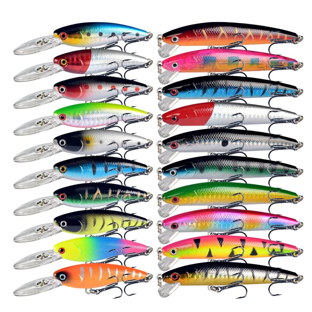 Set of floating fish baits from 20 pieces Bass Topwater Artificial fishing baits Swimbaits for largemouth bass