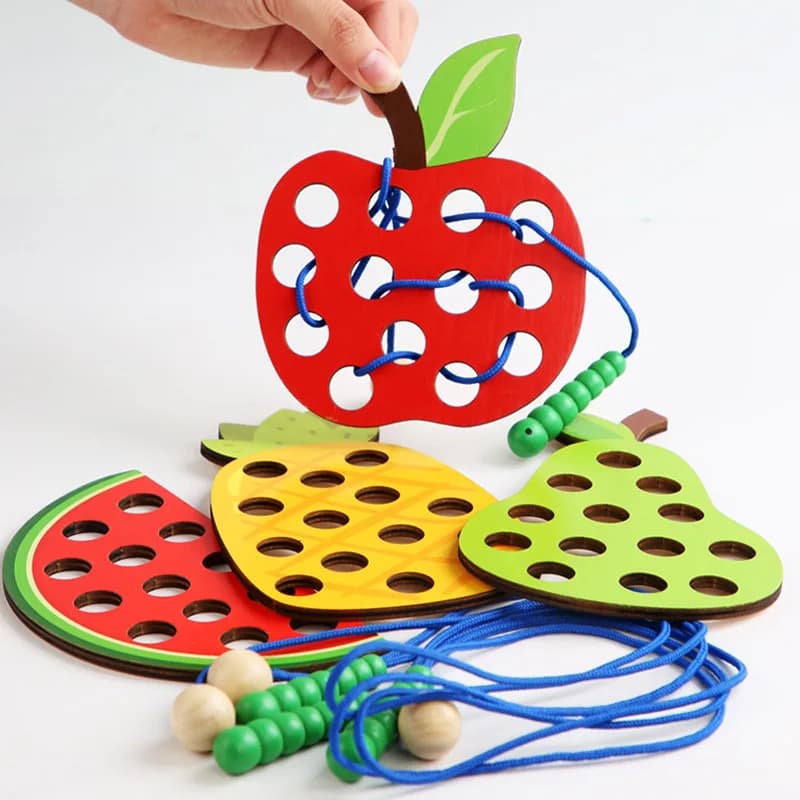 1Set Divertimento Per Bambini Montessori Frutta Infilare Giocattoli Mano Occhio Coordinazione Formazione Sussidio Didattico Gioco Da Tavolo Giocattoli Educativi