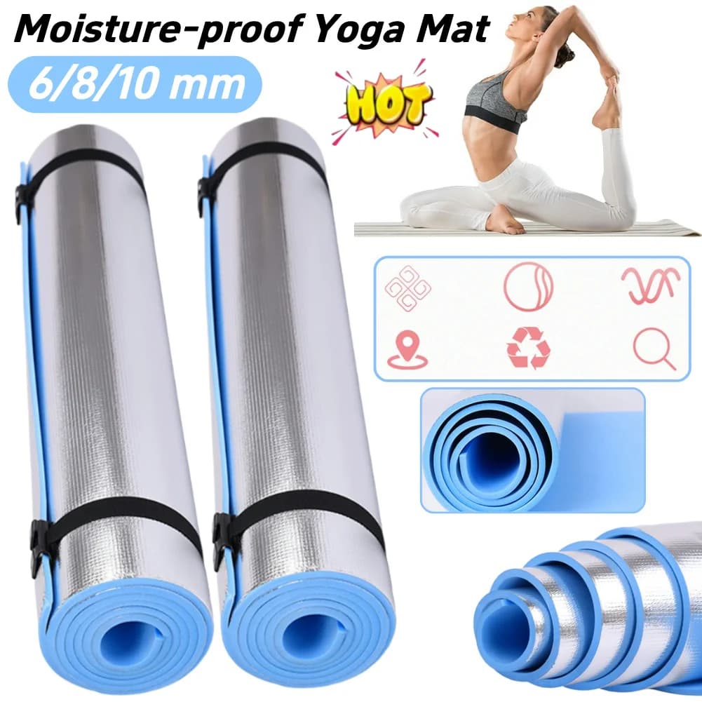 Thick 6/8/10mm thick thick waterproof yoga mat Training mat with aluminum diaphragm Multifunction camping picnic mat for camping picnic