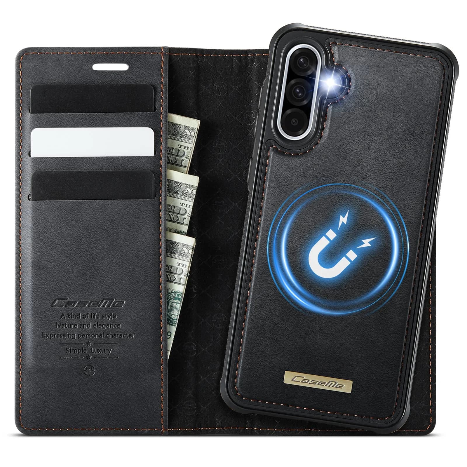 Per Samsung Galaxy A56 A36 A55 A35 A54 A53 A52 A16 A15 A14 A13 A04S Custodia a portafoglio staccabile, blocco RFID con vibrazione in pelle PU 2 in 1