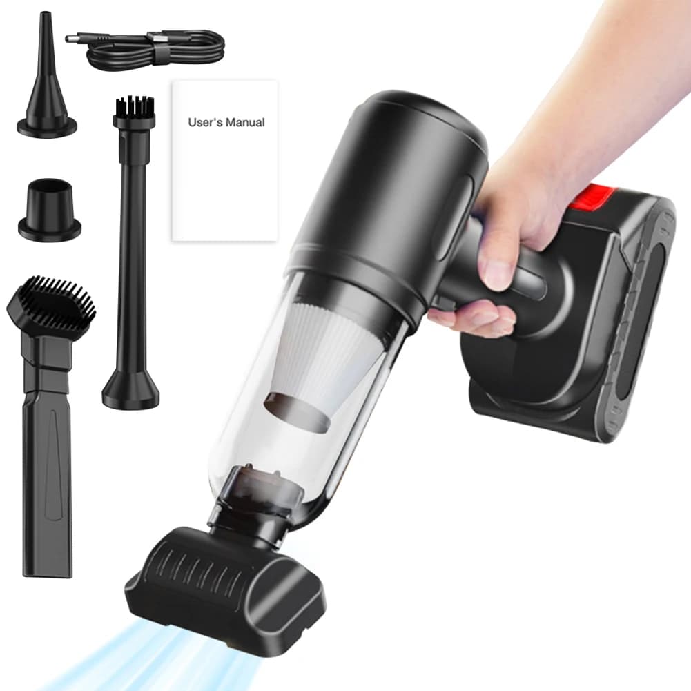 Aspirapolvere Ricaricabile per Auto, Motore Potente 200W, Batteria al Litio 6000mAh, Pulitore Multifunzione