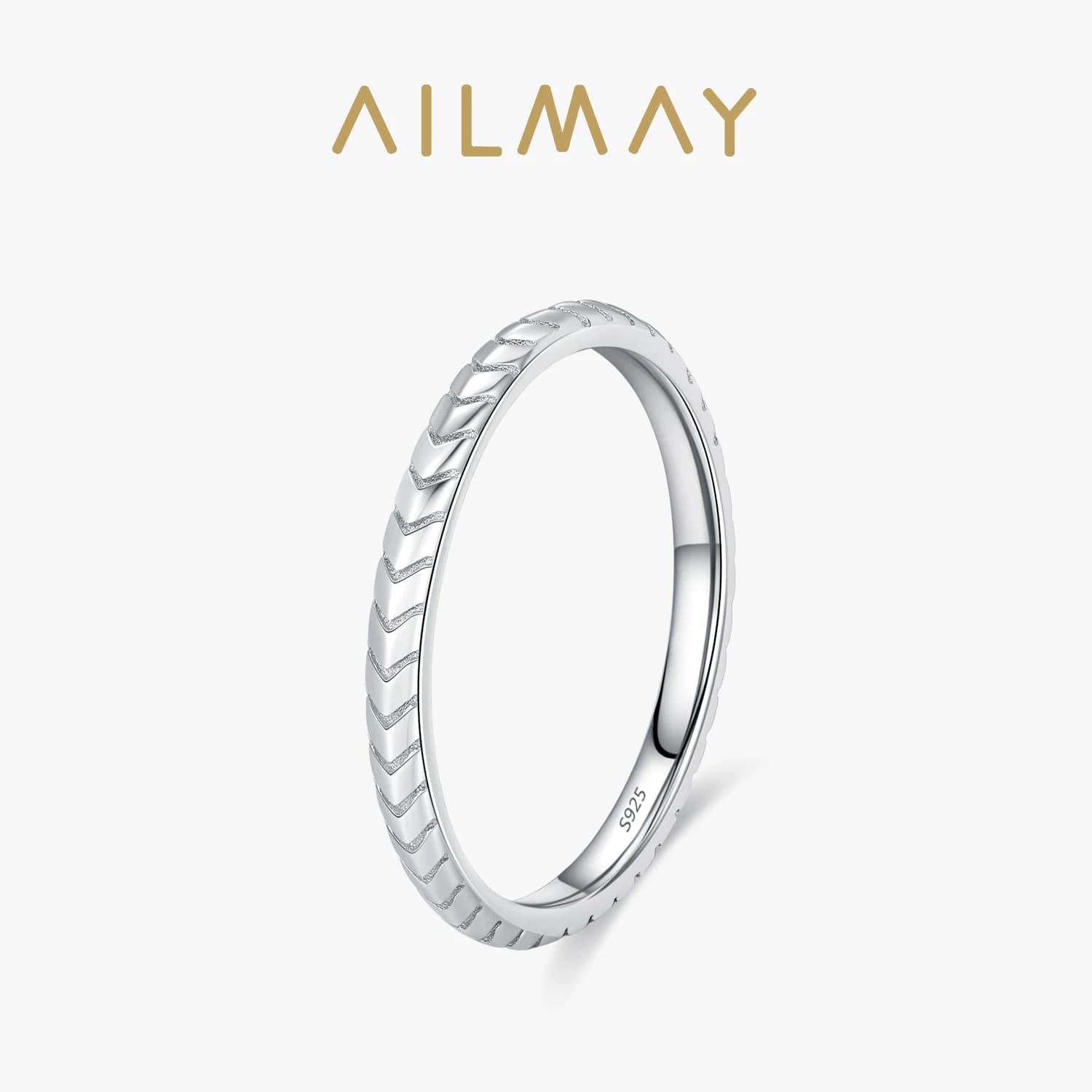 Ailmay semplice anello impilabile con freccia in argento Sterling 925 adatto per abbigliamento quotidiano da donna, feste e regali