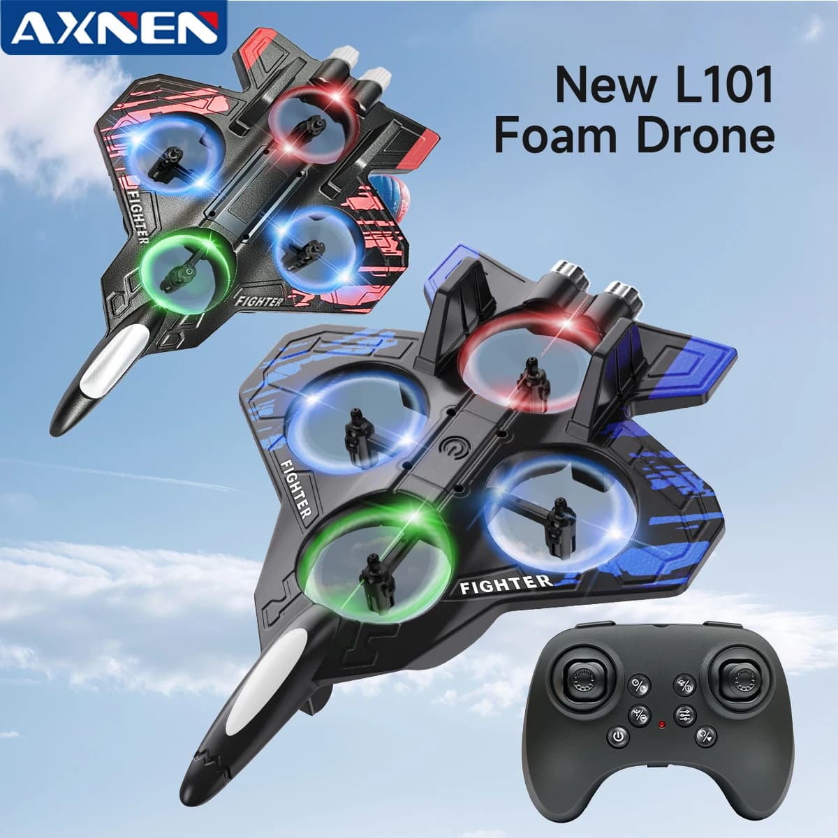 AXNEN L101 RC 2.4G Acrobatic Aerator with remote control 360 ° Air Foam EPP steering wheel with rolling flight with LED toy gifts