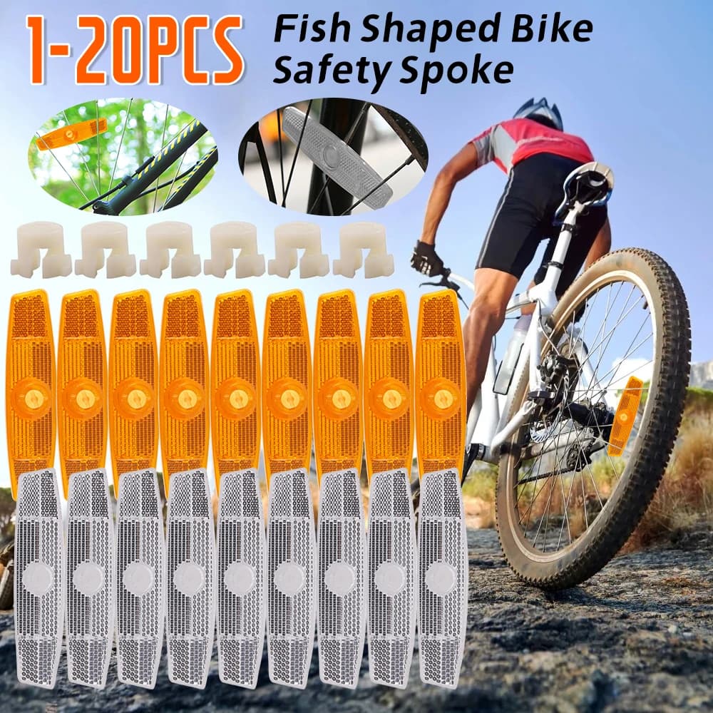 20-1PCS Riflettore per raggi per bici di sicurezza Riflettori per raggi per cerchioni Avvertimento Luce per cerchioni per biciclette Luce riflettente Accessori per biciclette