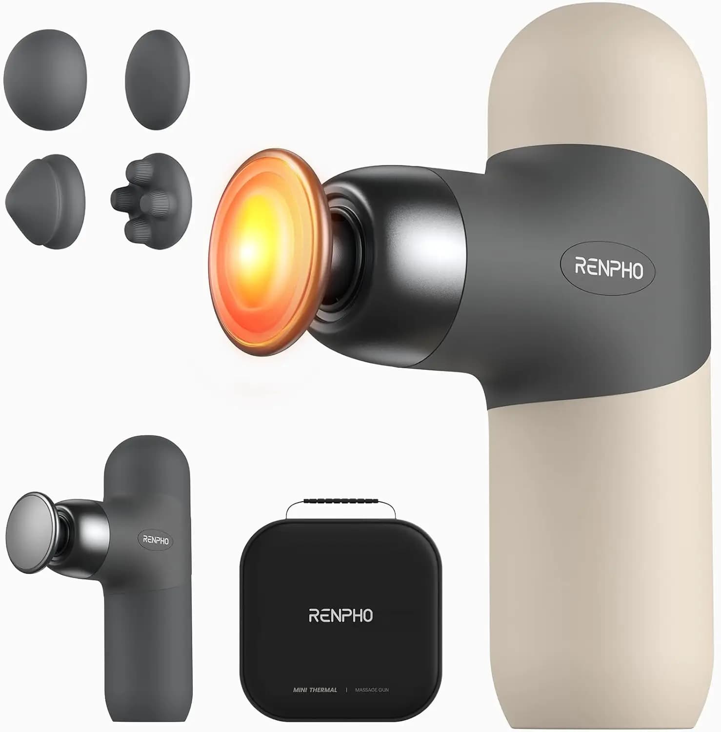 Mini thermal massager with heat, portable percussion massager for deep tissues for muscle relief, travel format with housing