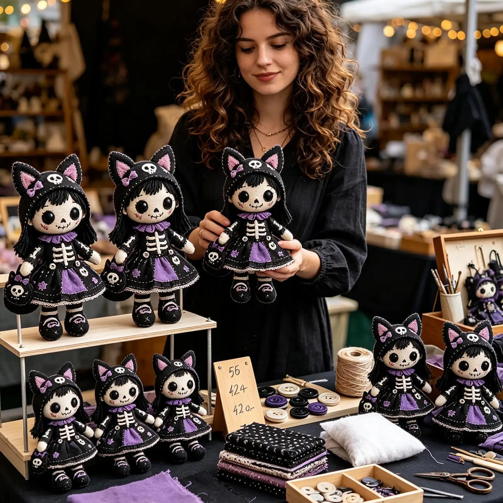 Sewing Doll Kit Adults Halloween Skeleton DIY Quilting Set Beginner Quilting Art Kit For Teens Adults Women Girls Wives