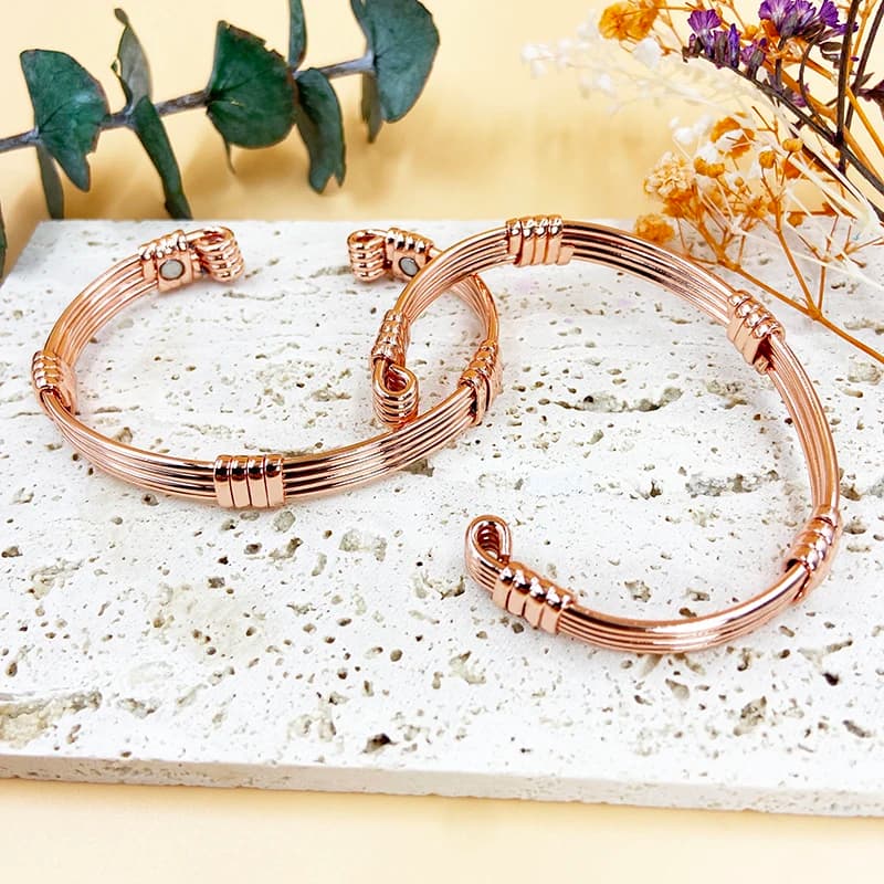 Fashion Pure Copper Magnetic Bracelets for Women Adjustable Braided Stripe Bangles Originality Charm Jewelry Anti Radiation