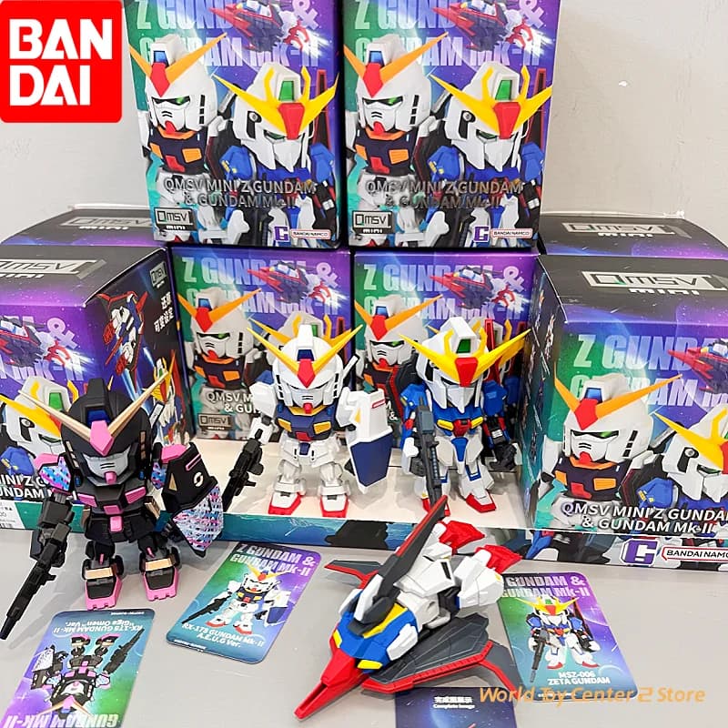 Original Bandai QMSV Mini Z Gundam & Gundam Mk-II Series Z Gundam Model Blind Box Toy Collectible Trendy Mystery Box Gifts
