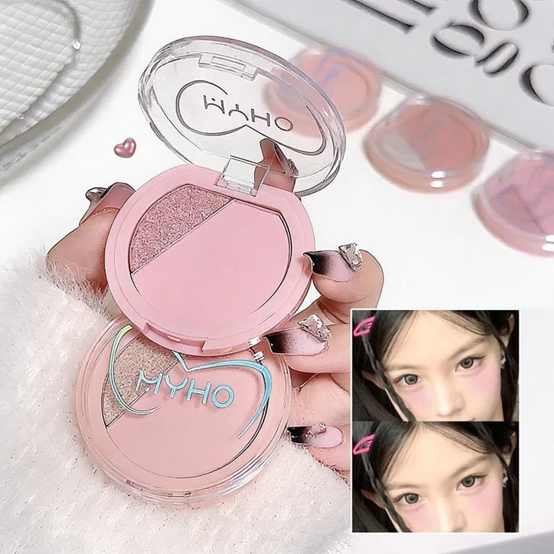 Blush 2-in-1 Opaco Naturale Delicato, Colore per Guance Perlato, Illuminante e Schiarente, Impermeabile, per Contouring del Viso