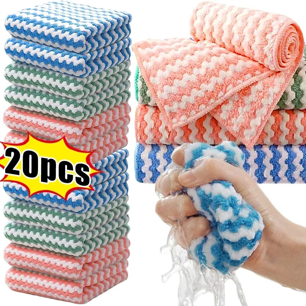 3/5/10/20pcs Panno di Pulizia In Microfibra Strofinacci Ad Alto Assorbente Spagzare Cucina Lavaggio Piatti Stracci Per La Casa Pulire Asciugamani