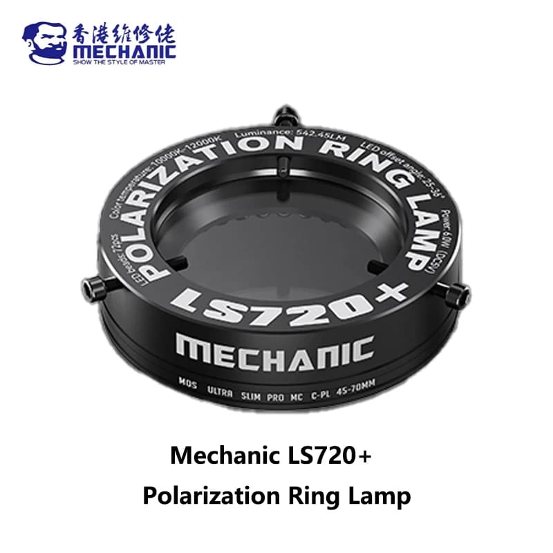 MECCANICO LS720 Plus Lampada ad anello di polarizzazione per microscopio Riparazione di telefoni cellulari Riflessione abbagliante Eliminazione Anello luminoso polarizzato