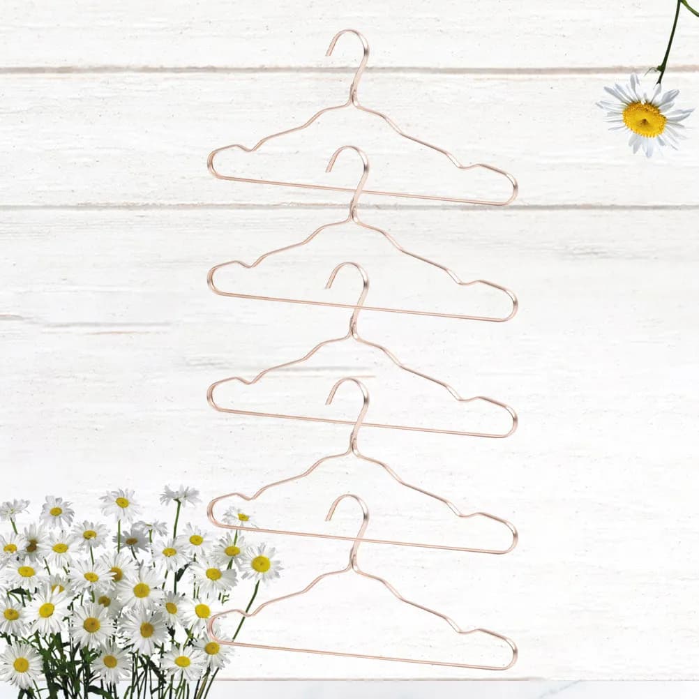 Set di 5 Appendiabiti in Metallo Dorato Antiscivolo, Ganci per Armadio Senza Segni, Stendibiancheria alla Moda per la Casa