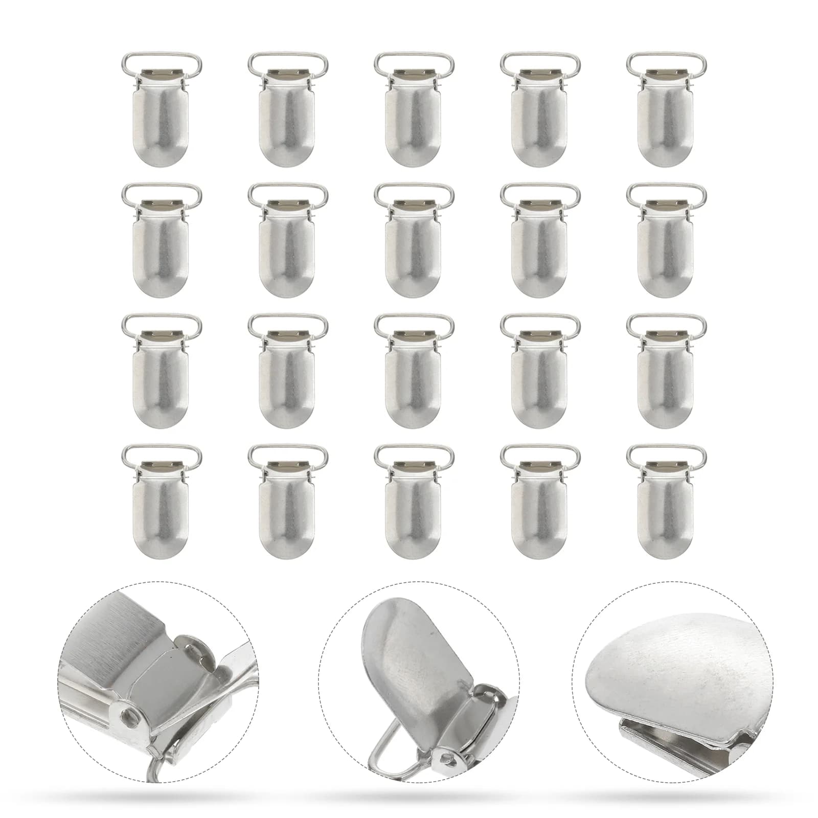 20 pezzi clip per bretelle ciuccio con ganci per cinturini pantaloni regolabili con collo appeso bretelle bretelle clip pantaloni per abiti con cinturino 20mm