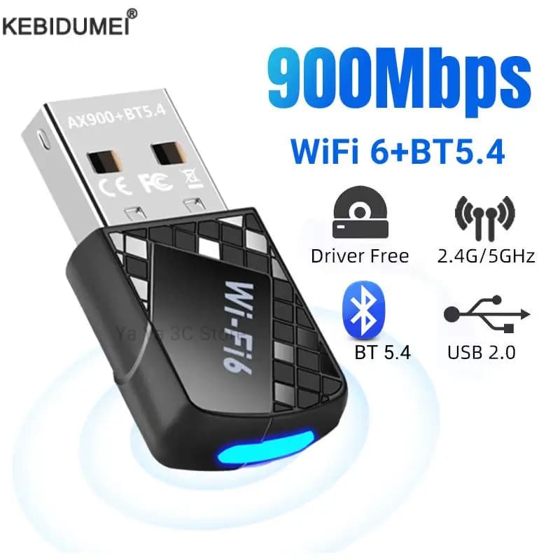 Adattatore USB WiFi 6 Bluetooth 5.4 da 900 Mbps Dongle 2 in 1 Ricevitore Wlan wireless di rete Dual Band 2.4G 5G DRIVER GRATUITO