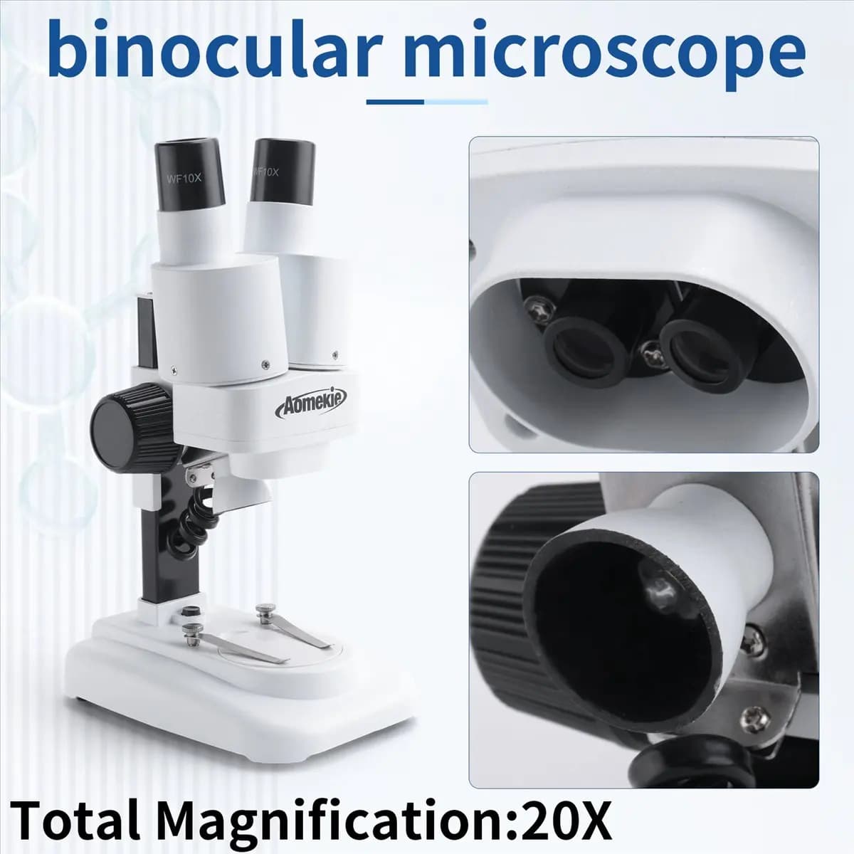 Microscopio Stereo Binoculare ABFW 20X con LED per Saldatura PCB, Riparazione Telefoni, Osservazione Minerali