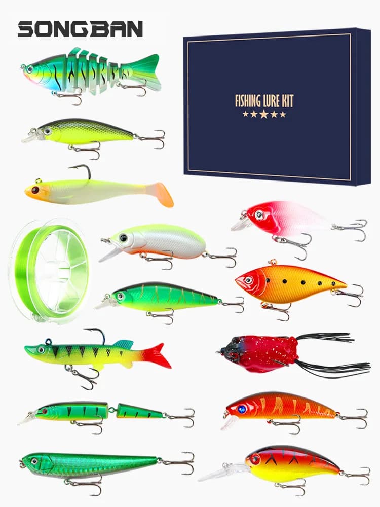 14pcs Fishing Lure Set Holiday Gift Box, Mixed Hard Soft Baits Kit For Outdoor Angling, Freshwater Saltwater Tackle For Men