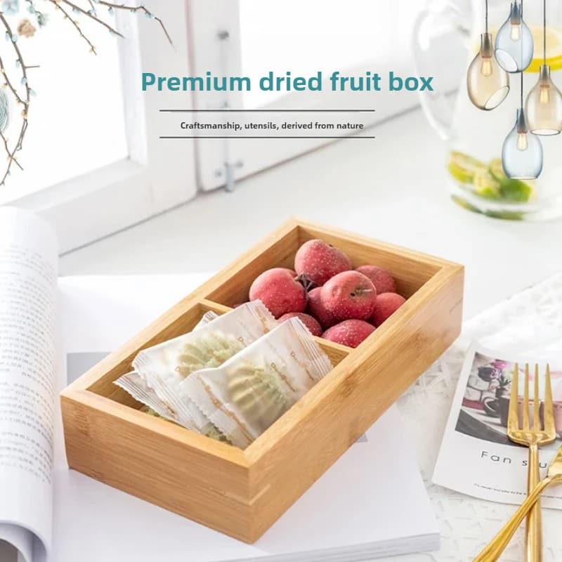 Scatola portaoggetti per frutta secca con divisorio e coperchio Piatto quadrato per noci e snack per vassoio portaoggetti da soggiorno Elegante contenitore