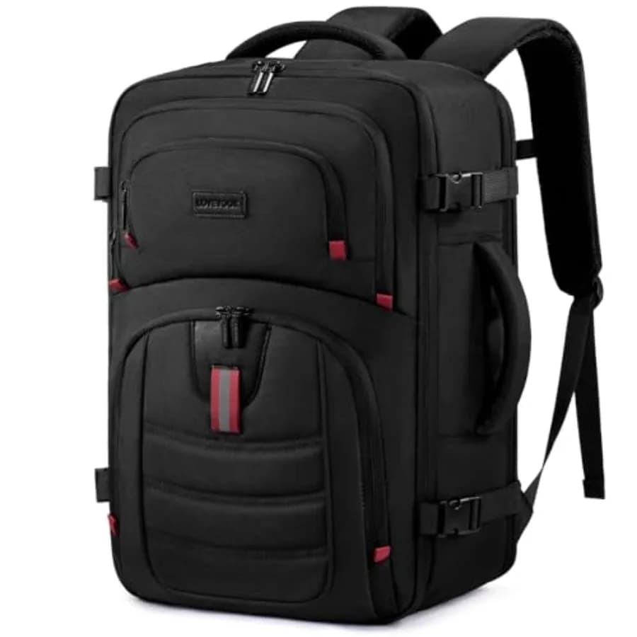 Zaino da viaggio da 50 litri per uomo, borsa da viaggio approvata per il trasporto aereo con 3 cubi per l'organizzazione, borse da viaggio TSA, articoli personali impermeabili B