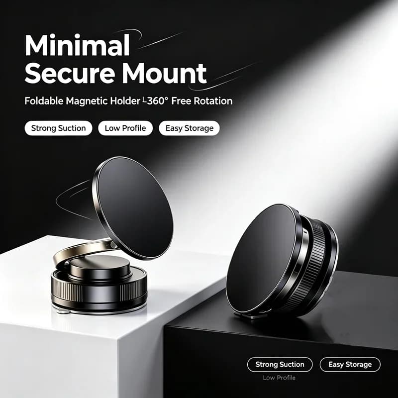 360 Degree Rotating Magnetic Mobile Phone Holder Vacuum Suction Cup Strong Magnetic Adsorption Car Phone Stand Desktop Bracket