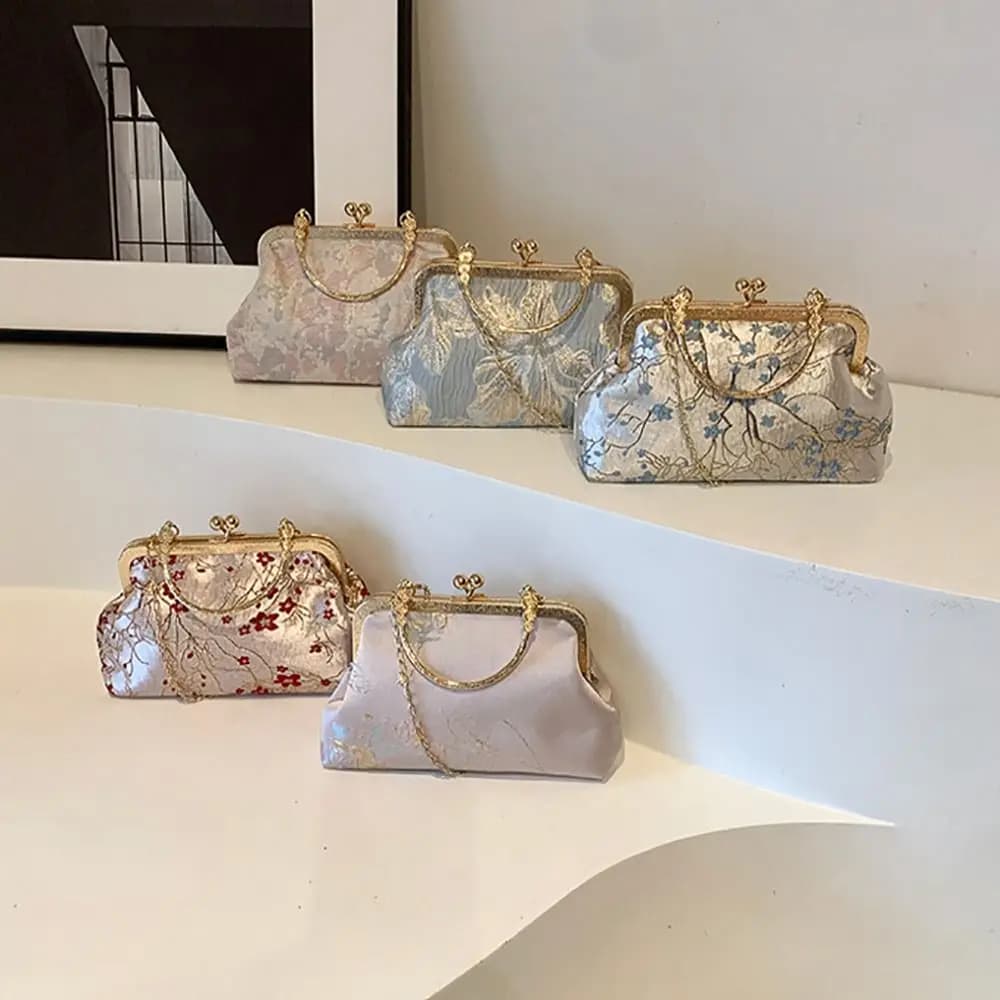 New Silk Handbag Chinese Style Embroidery Evening Bag Retro Single Shoulder Crossbody Bag Ladies
