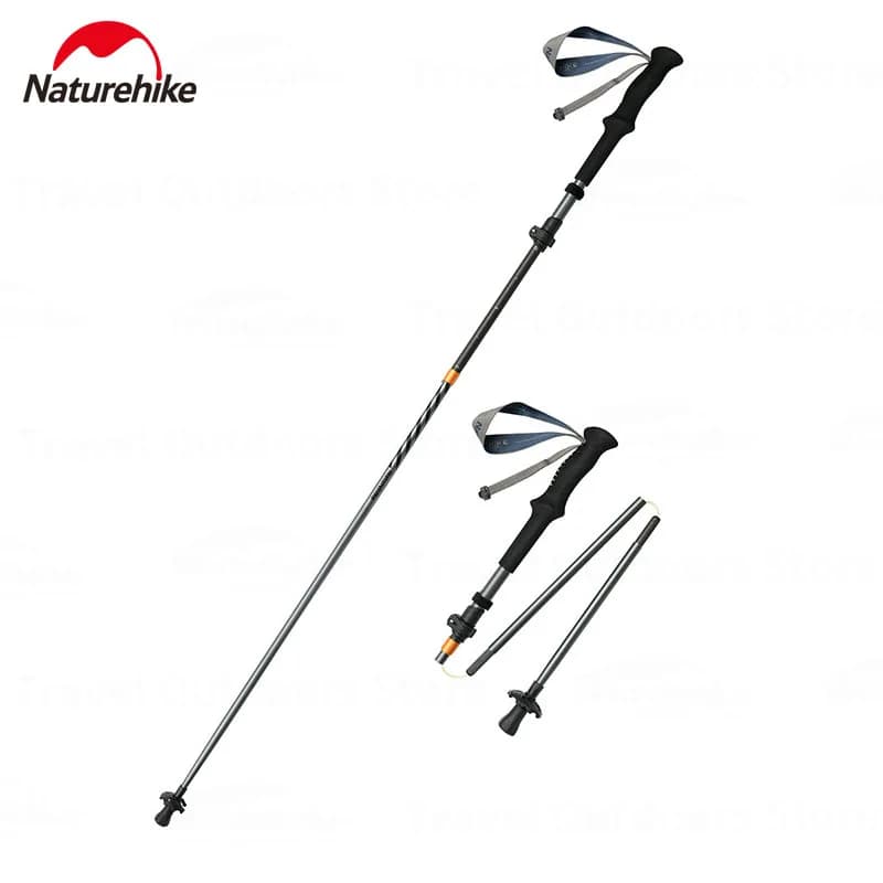Naturehike Outdoor Climbing Stick Ultralight Aluminum Alloy Trekking Sticks 5 Carbon Fiber Sections Walking Sticks Camping Equipment
