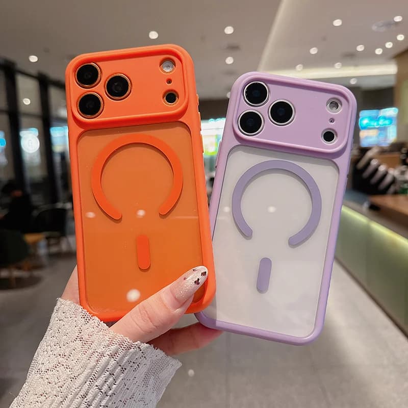 Chic Transparent Magnetic Case For iPhone 17 16 15 14 Plus Pro Max Air Full Camera Coverage for MagSafe Wireless Charging Cover