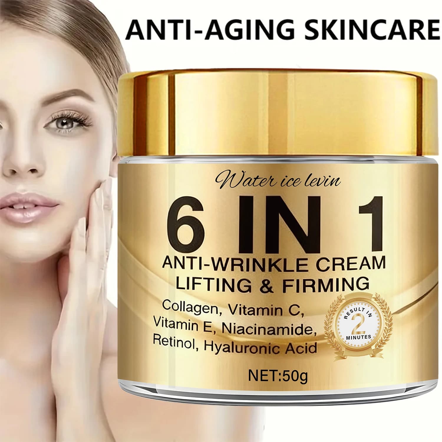 Crema Anti-Rughe 6-in-1 Rassoda, leviga, idrata. Collagene, Vitamina C, E, Niacinamide, Retinolo, Acido Ialuronico. 50g