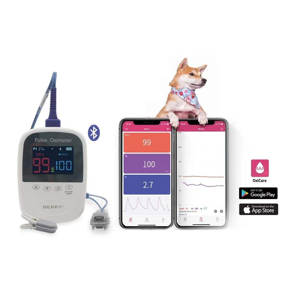 Berry Vet Oscillometric Arterial Pressure Meter Portable Veterinary Pulsossimeter for Dogs Cats Horses