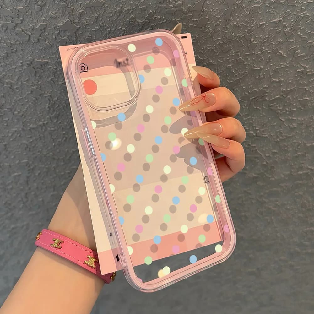 Custodia per telefono 2 in 1 in silicone antiurto a pois per iPhone 16 Pro Max, iPhone 17, 11, 13, 15, 14, 12, 17 Pro Max, 17 Pro
