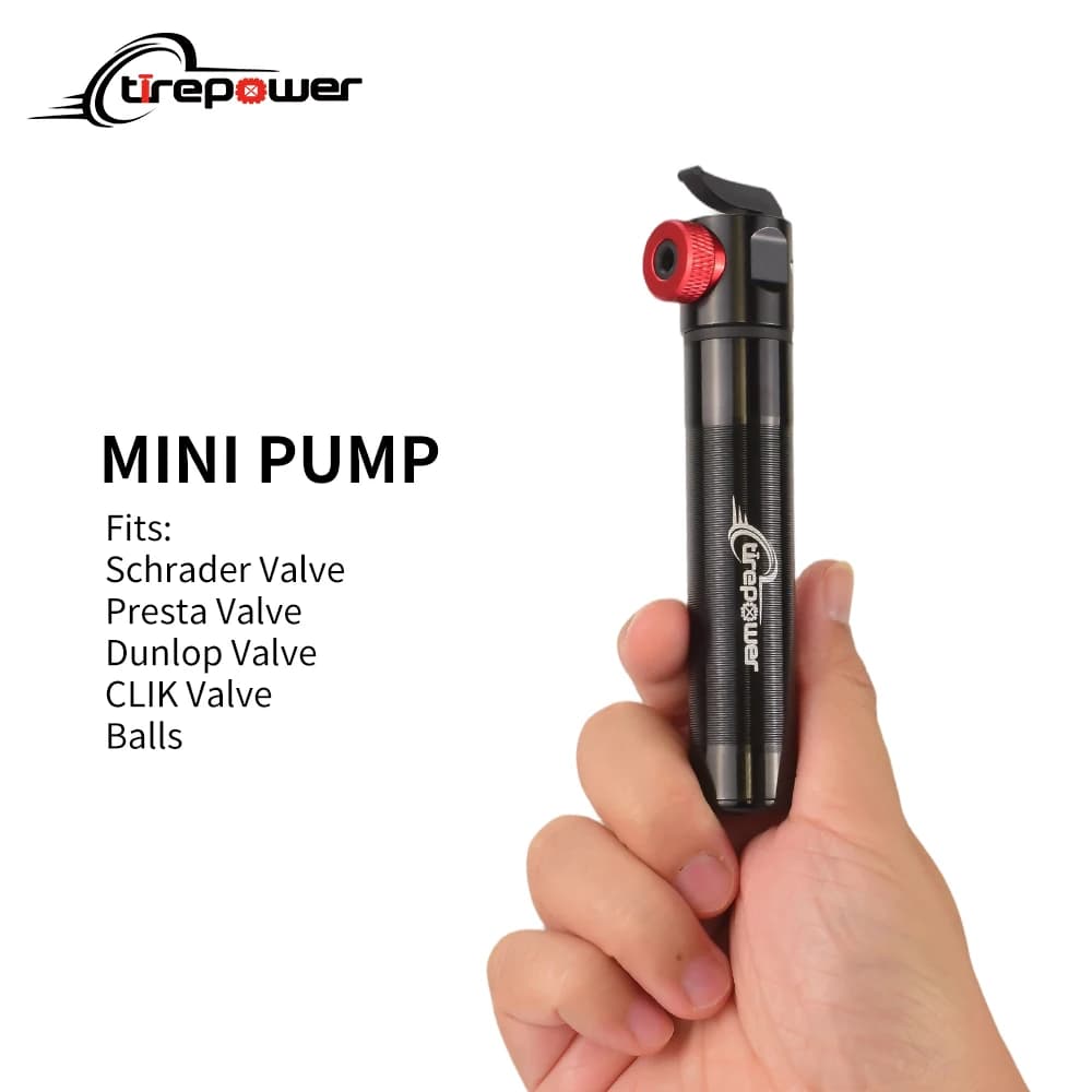 Pompa per bicicletta in lega di alluminio, mini pompa manuale per bici, gonfiatore per pneumatici da ciclismo con valvole Schrader, Presta e Clik, per biciclette e palloni, 90 PSI