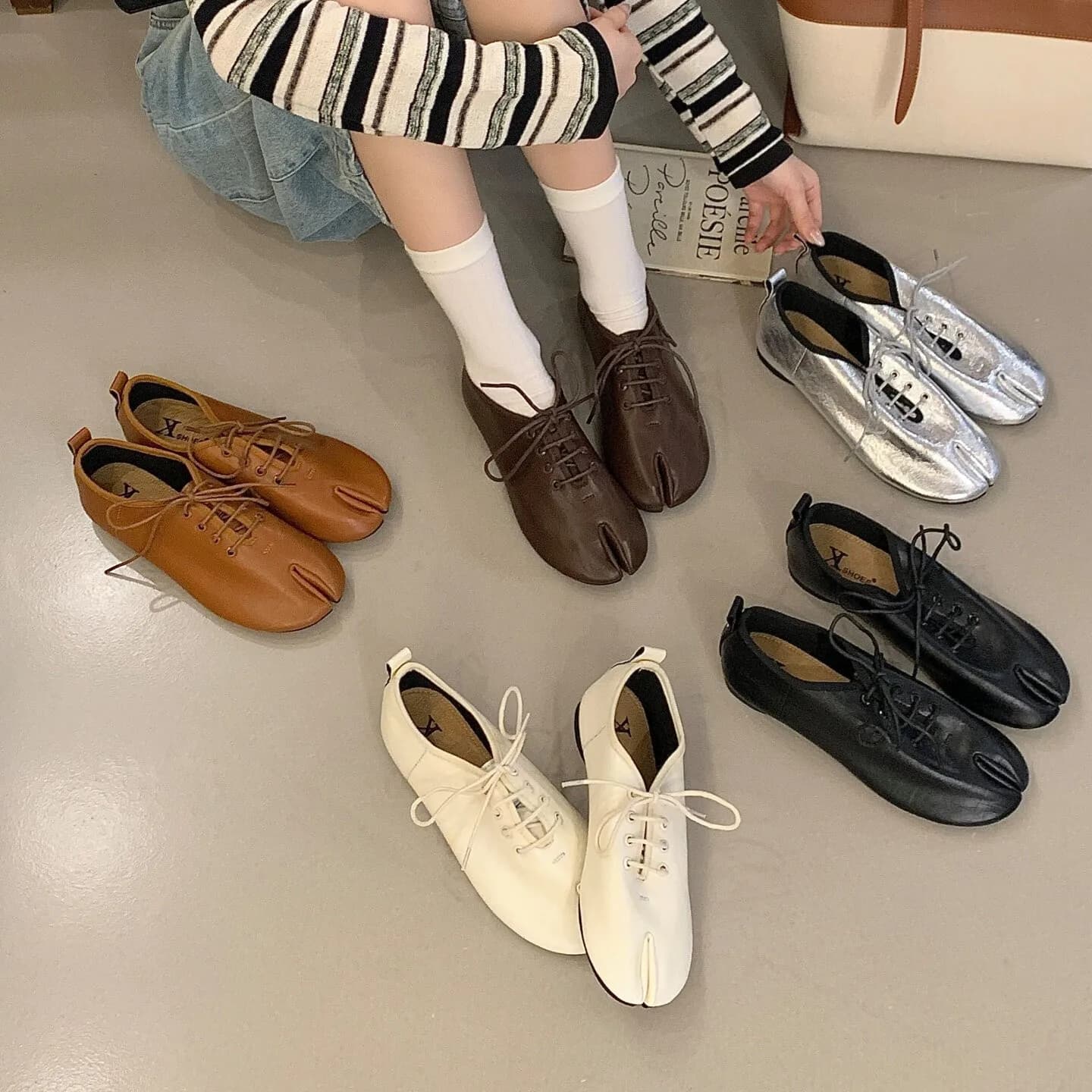 S5 2021 Women's Low Shoes Stringed Women's Square Toe Sandals Flat Heel Moccasins Shoes Casual Oxford Women's Low Shoes Sli