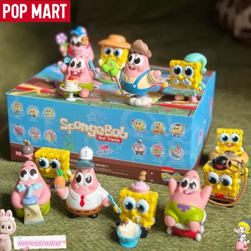 POPMART Spongebob Serie Migliori Amici Blind Box Originale Anime Action Figure Ornamenti Statuette Mystery Box Regalo a Sorpresa Carino