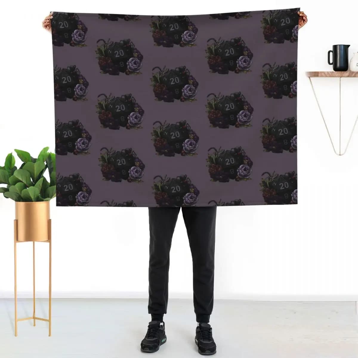 Drow D20 - Coperta con motivo a dadi per giochi da tavolo, coperta accogliente per letto, divano, sedia