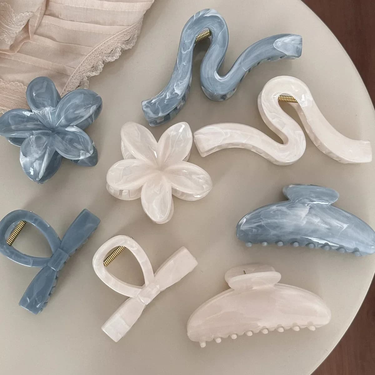 Ink Texture High-end Temperament Hair Clip Back of The Head Hair Claw Women's Oversize Shark Clip Hairpin Trend Hair Accessories
