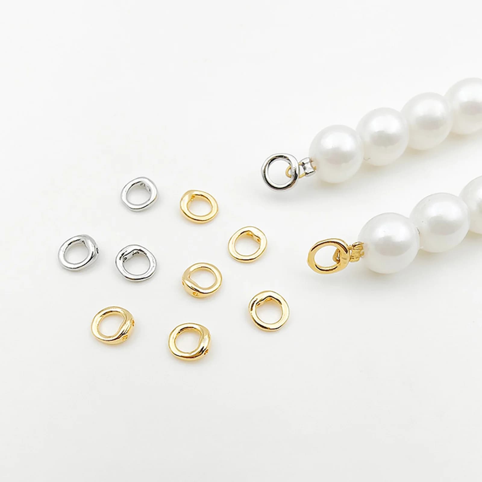 10 pezzi in ottone con punta perlina, connettore a doppio foro, anelli, tappi terminali per collana, braccialetto, creazione di gioielli, accessorio, diametro 5,5 mm.