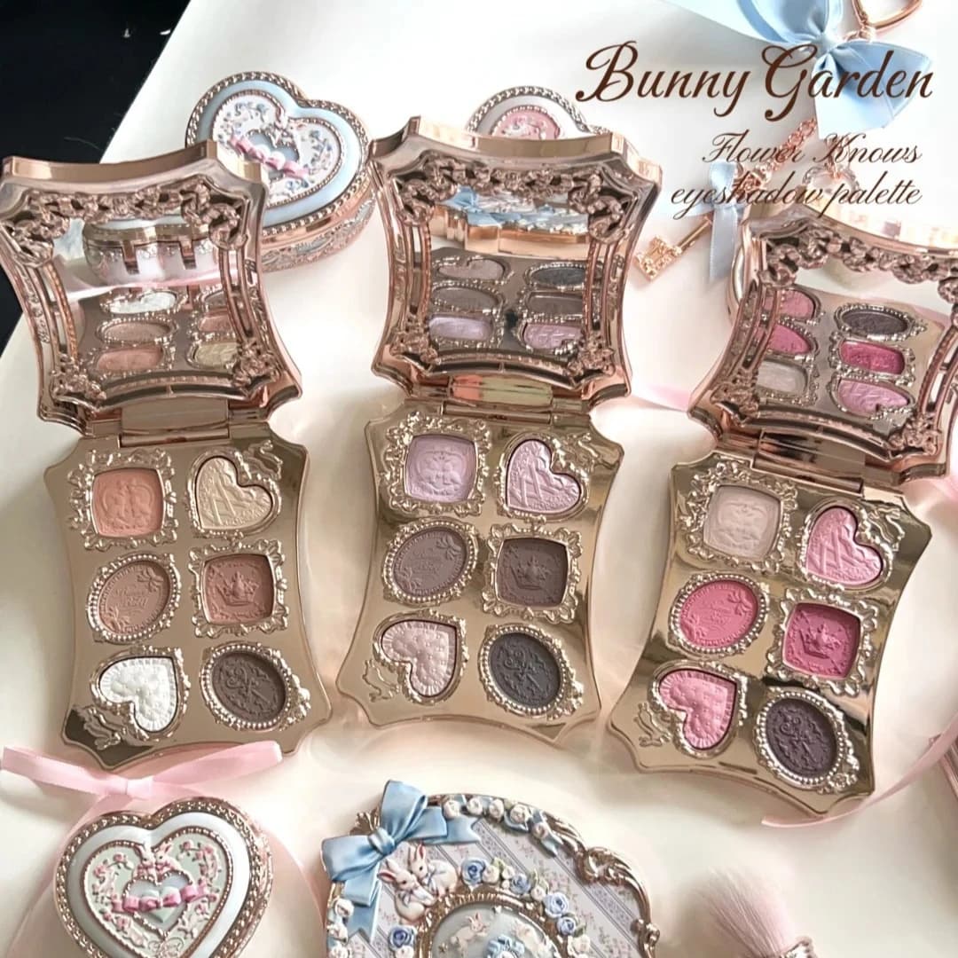 FLOWER KNOWS Palette Umbrellas Bunny Garden Collection, 6 Colors, Rabbit Shape Palette, Shimmer, Opaco, Satinato, Cosmetics for Makeup