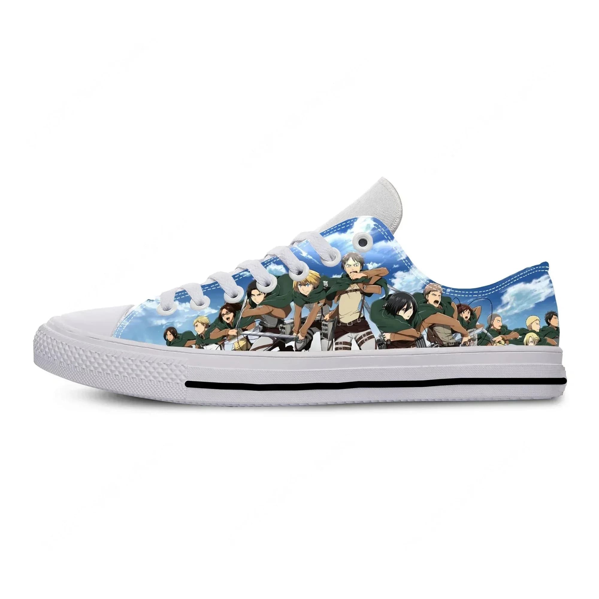 Japanese Anime Manga Attack on Titan Levi Ackerman Casual Cloth Shoes Low Top Lightweight Breathable 3D Print Men Women Sneakers
