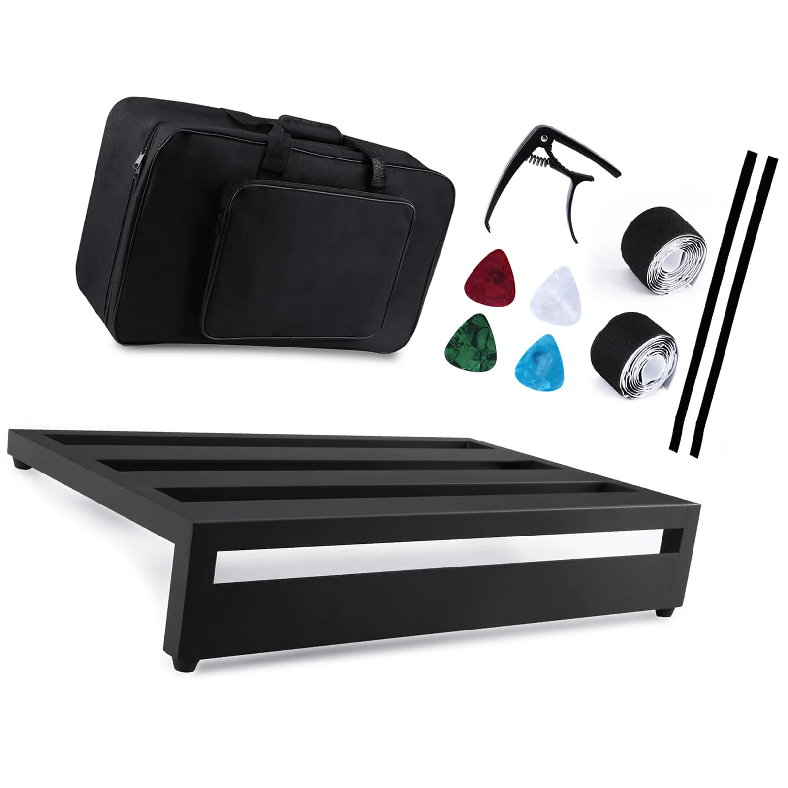 Pedalò effetto chitarra grande Pedalboard lega di alluminio con borsa per il trasporto Capo 4 pezzi Picks nastri di fissaggio piastra pedale effetto