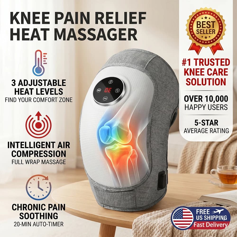 Massaggiatore elettrico per ginocchia con compressione ad aria, calore rilassante per alleviare il dolore, fisioterapia articolare, cuscinetto riscaldante per artrite, menisco, anziani