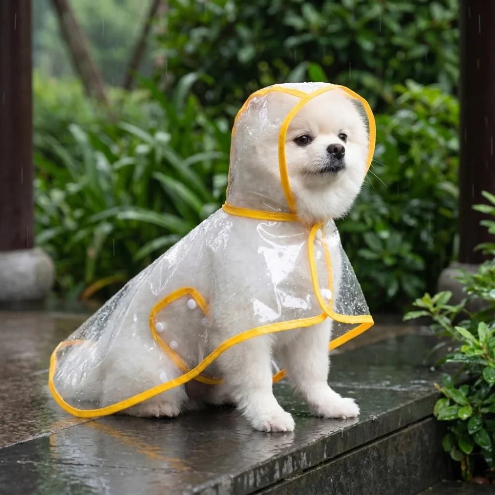 Breathable Waterproof Dog Hooded Raincoat Transparent Windproof Dog Rain Cloak Adjustable High Visibility Pet Rain Jacket Puppy