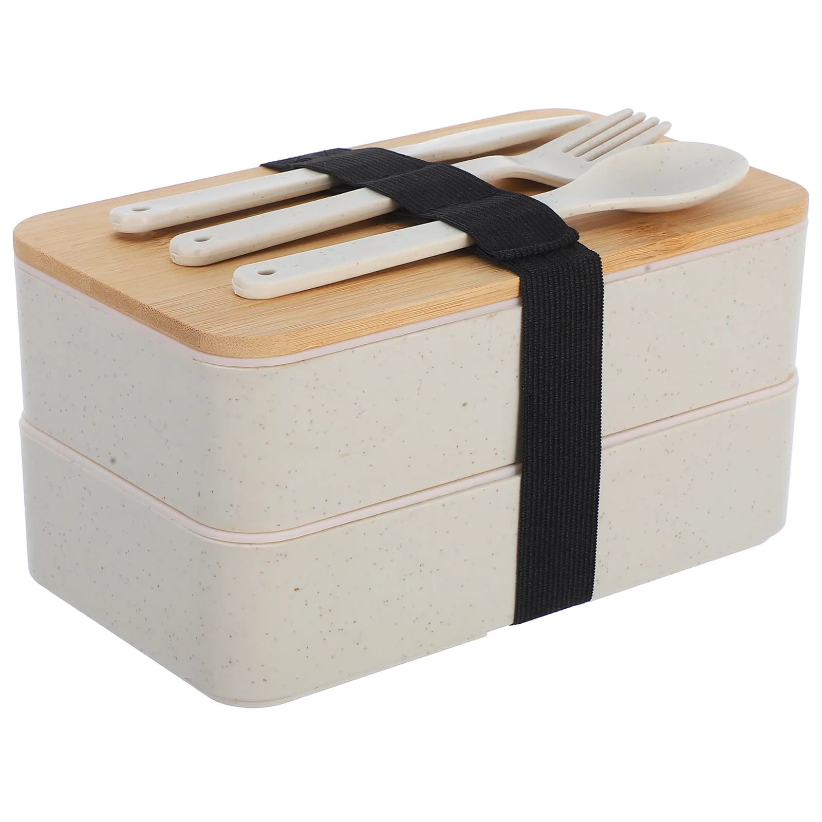 1 set 1 Set 1000Ml Stackable Leakproof Bento Lunch Box Container Wooden Food Organizer For School Office Travel Adult Women Men