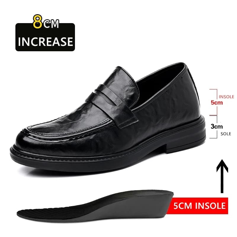 Mocassini classici da uomo con ascensore Scarpe da guida Mocassino da uomo Morbidi e confortevoli Scarpe in pelle rinforzanti invisibili da lavoro per matrimoni